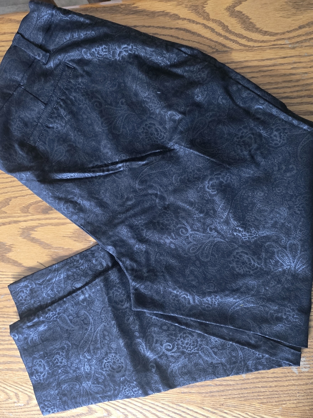 Black Paisley-Print Women's Dress Pants XL Short